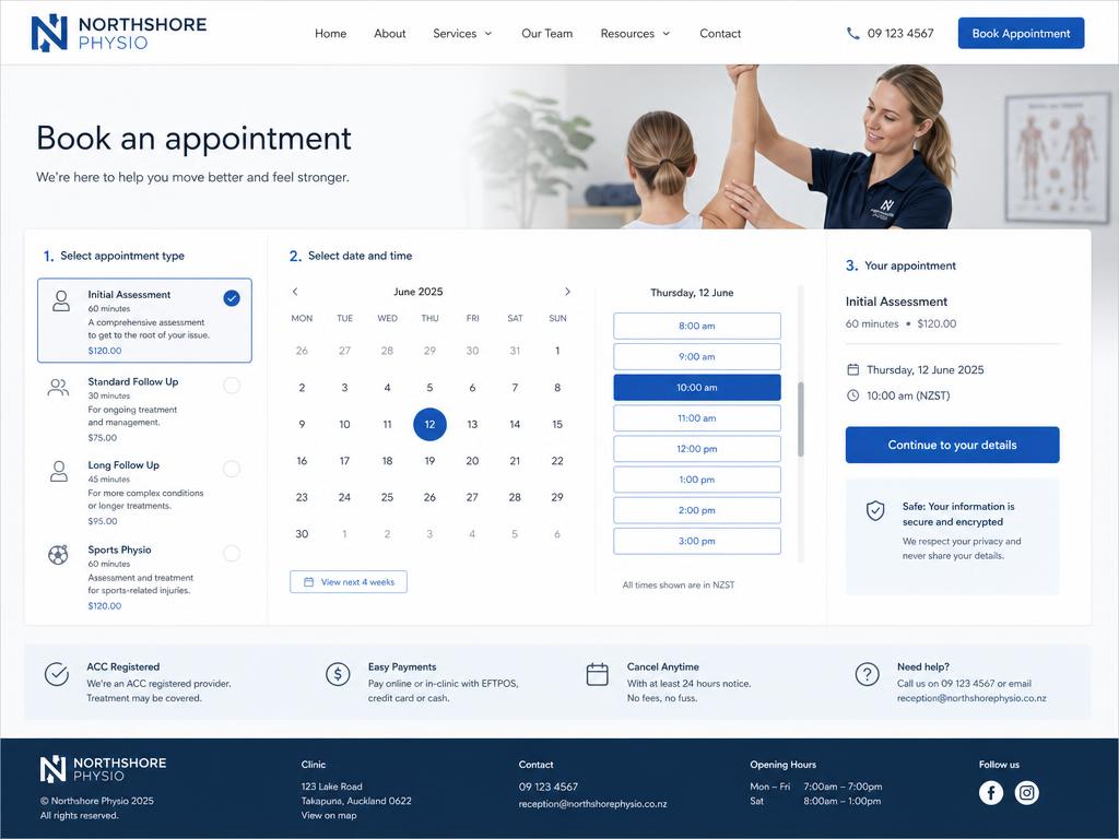 Northshore Physio website concept designed by FeXsics