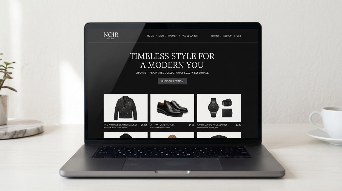 NOIR e-commerce product page designed by FeXsics